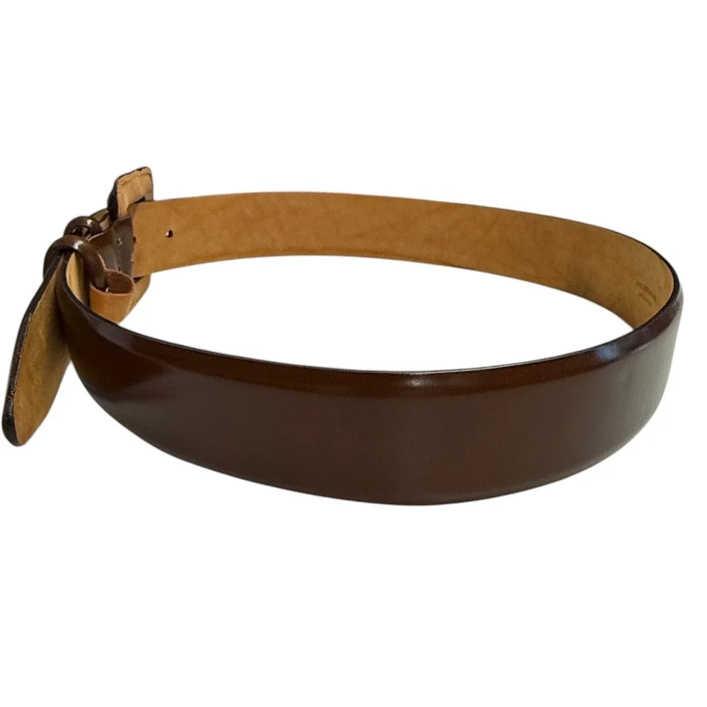 Saks‎ Fifth Avenue Leather Belt Womens Medium Brown Excellent Made in Italy Wide